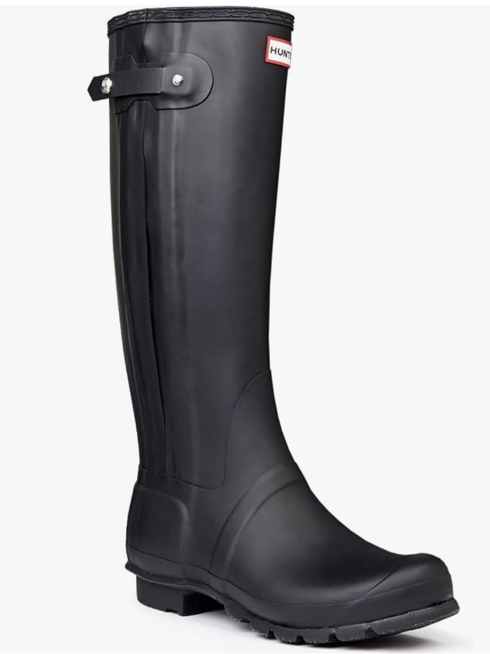 HUNTER Black Women's Original Thin Texture Zipper Rain Boots Size 7 With Socks